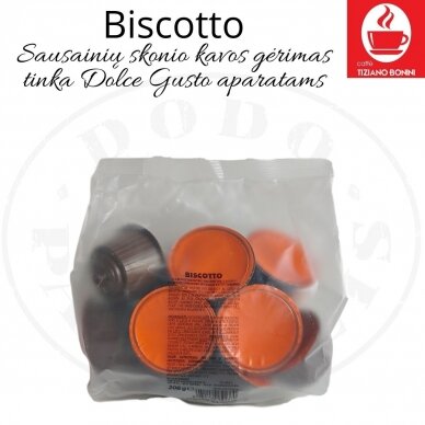 Caffe Bonini – Biscotto – Küpsise maitseline kohvijoogikapslid – Sobivad DOLCE GUSTO kohvimasinale 1