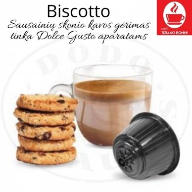 Caffe Bonini – Biscotto – Sausainių skonio kavos gėrimo kapsulės – Dolce Gusto®* aparatams