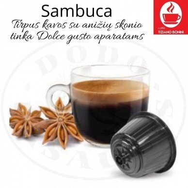 Caffe Bonini – Sambuca – Aniksella maustetut kahvijuomakapselit – Sopii DOLCE GUSTO -koneisiin.