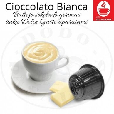 Caffe Bonini – Cioccolato Bianca – Valkoinen suklaa juomakapselit – Sopii DOLCE GUSTO koneisiin.