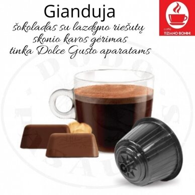 Caffe Bonini – Gianduja – Chocolate with hazelnut coffee drink capsules – Suitable for DOLCE GUSTO machines