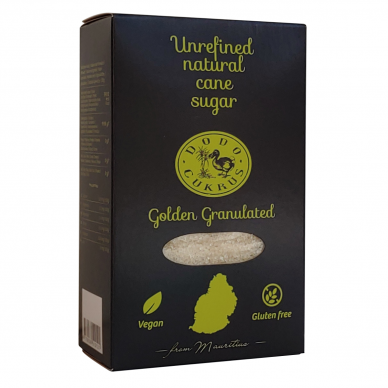 Šviesus rudas cukrus GOLDEN GRANULATED – 500 g iš Mauricijaus ,,DODO SUGAR”