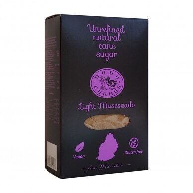 Nerafinuotas rudasis cukrus LIGHT MUSCOVADO ,,DODO CUKRUS” – 500 g