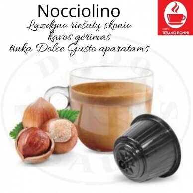 Caffe Bonini – Nocciolino – Sarapuupähkli maitseline kohvijoogikapslid – Sobivad DOLCE GUSTO kohvimasinale