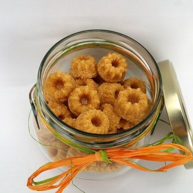 Handmade Unrefined Cane Sugar "KARŪNELĖS", in glass pot, 200 g