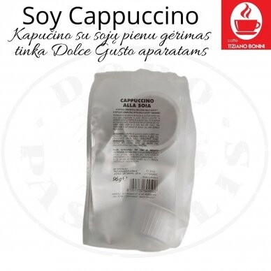 Caffe Bonini – Soy Cappuccino – Cappuccino soijamaidolla – liukenevat kahvijuomakapselit – Sopii DOLCE GUSTO -koneisiin. 1